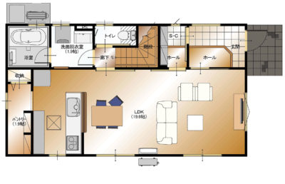 甲斐市下今井E20号棟　建売住宅　平面図1F