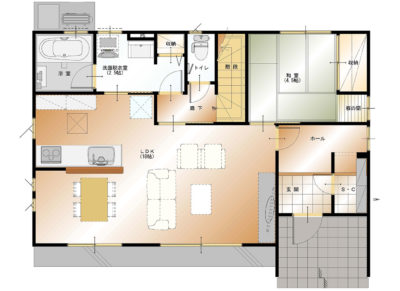 甲斐市下今井E36号棟　建売住宅　平面図1F
