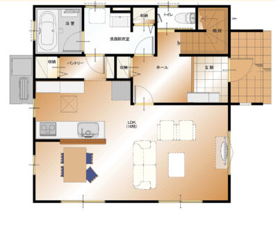 山梨　不動産　建売住宅　甲斐市下今井E38号棟　1F　間取り図