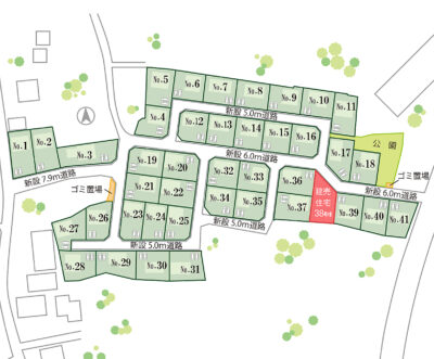 山梨　不動産　建売住宅　甲斐市下今井E38号棟　分譲地　区画図