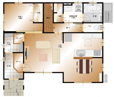 龍地Ｂ１４号棟建売【1F平面図】