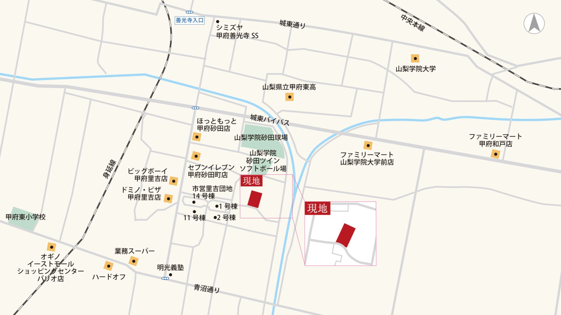 山梨県甲府市里吉F 7号棟（建売住宅）の案内図