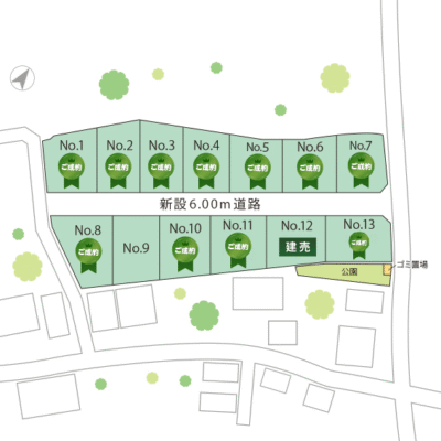 山梨県甲斐市篠原G（分譲地）の区画図