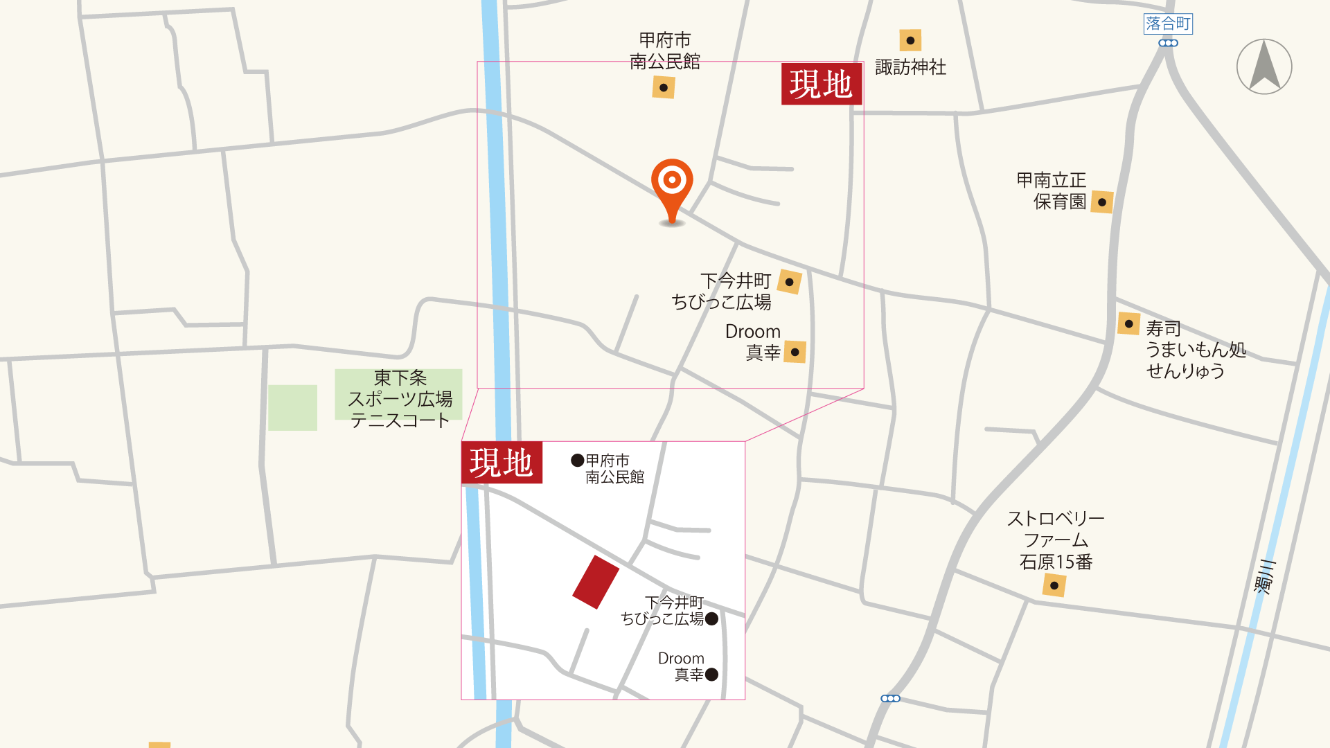山梨県甲府市下今井町A 1号棟（建売住宅）の案内図