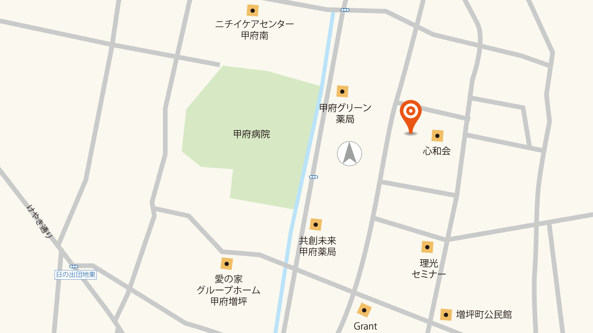 山梨県甲府市増坪町C 1号棟（建売住宅・街かどモデル）の案内図