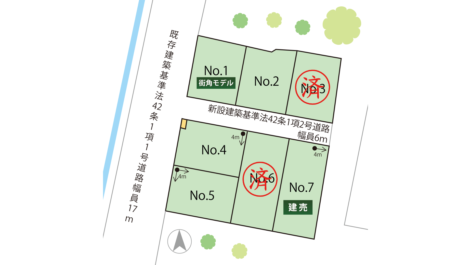 山梨県甲府市増坪町C（分譲地：全7区画）の区画図