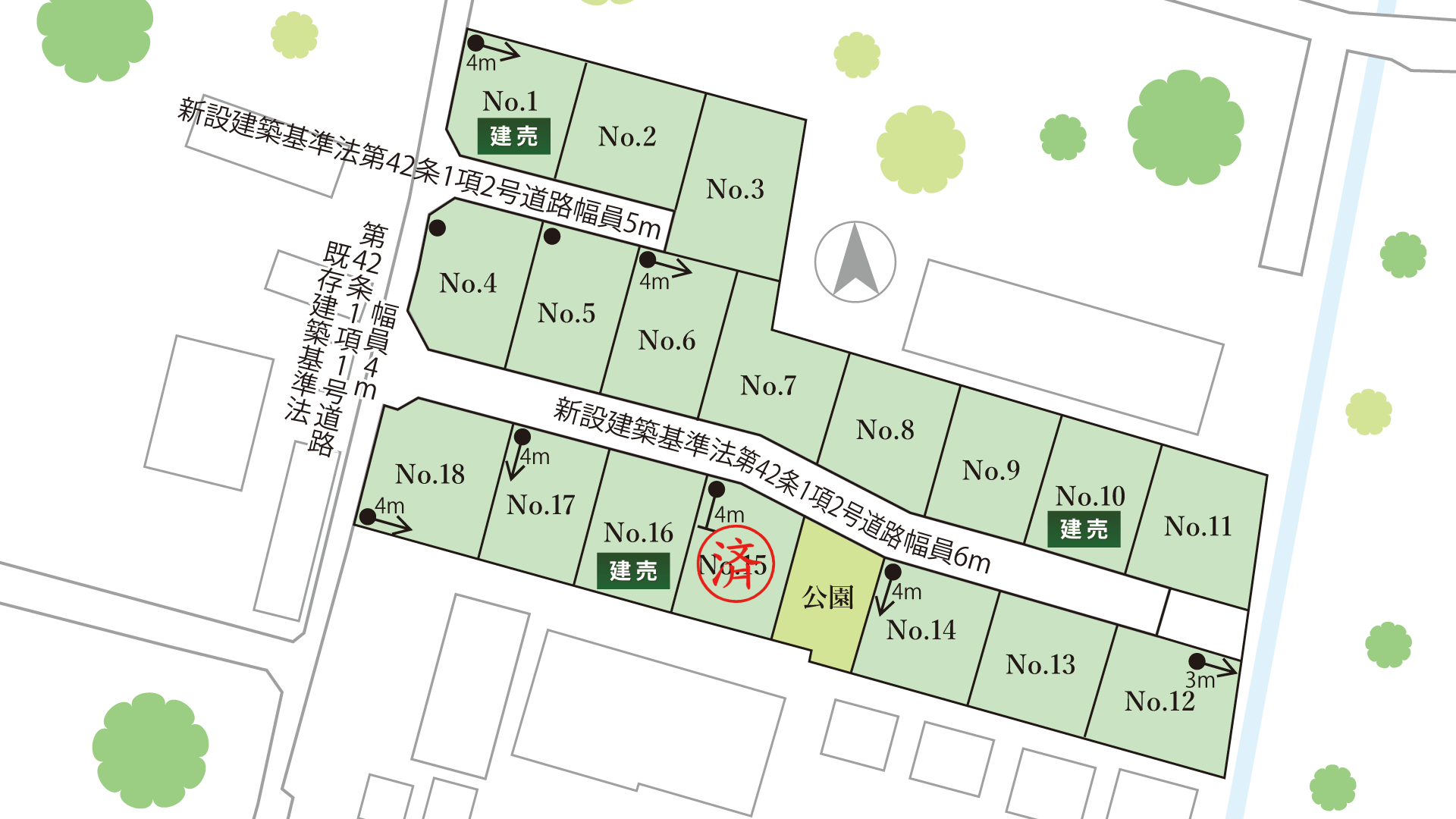 山梨県甲府市増坪町D（分譲地：全18区画）の区画図