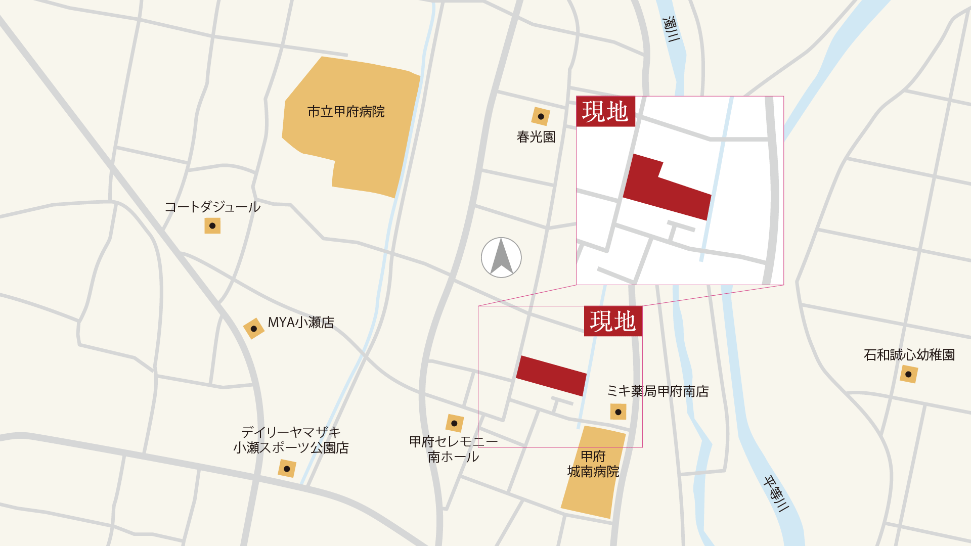 山梨県甲府市増坪町D（分譲地：全18区画）の案内図