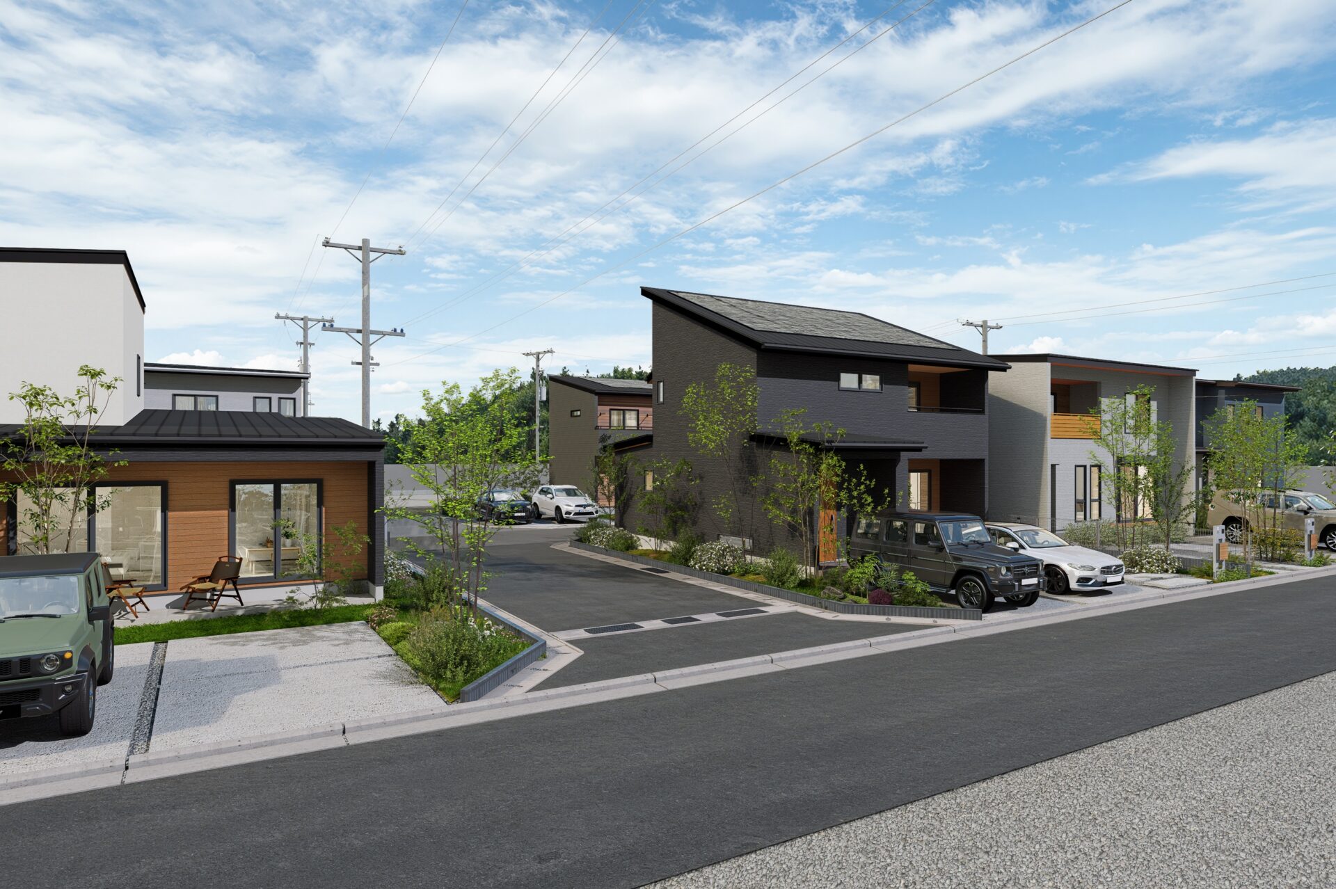 甲府市西高橋町A（分譲地）の街並み分譲地パース