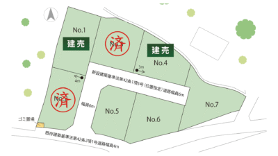 山梨県笛吹市石和町中川A（分譲地）の区画図