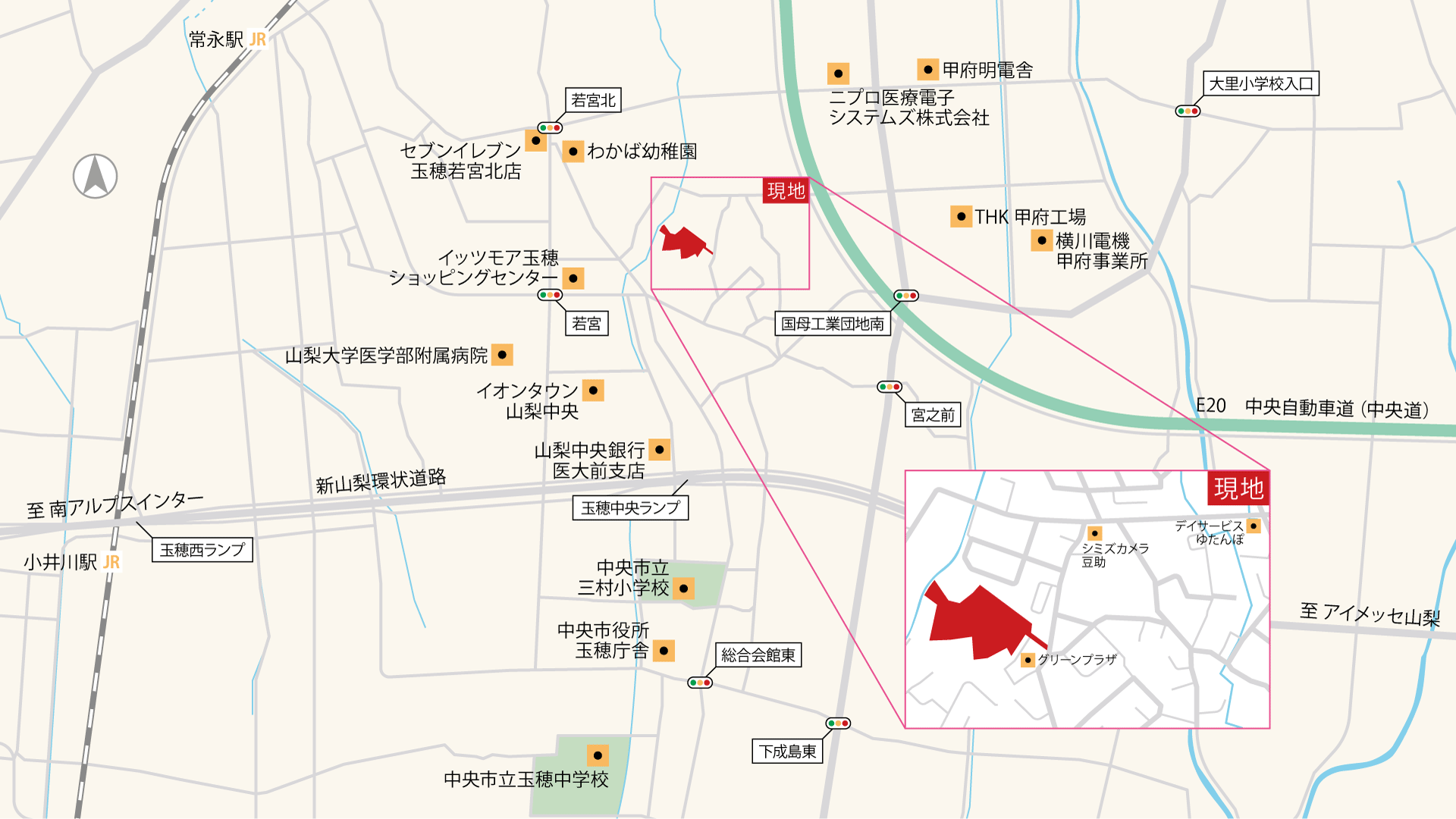 山梨県中央市西新居A（分譲地）の案内図