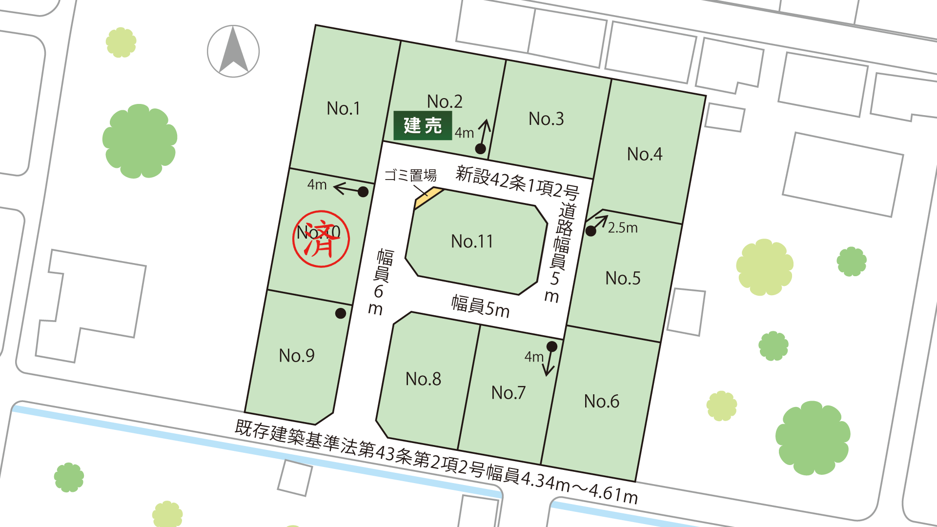 山梨県甲府市西高橋町A（分譲地：全11区画）の区画図