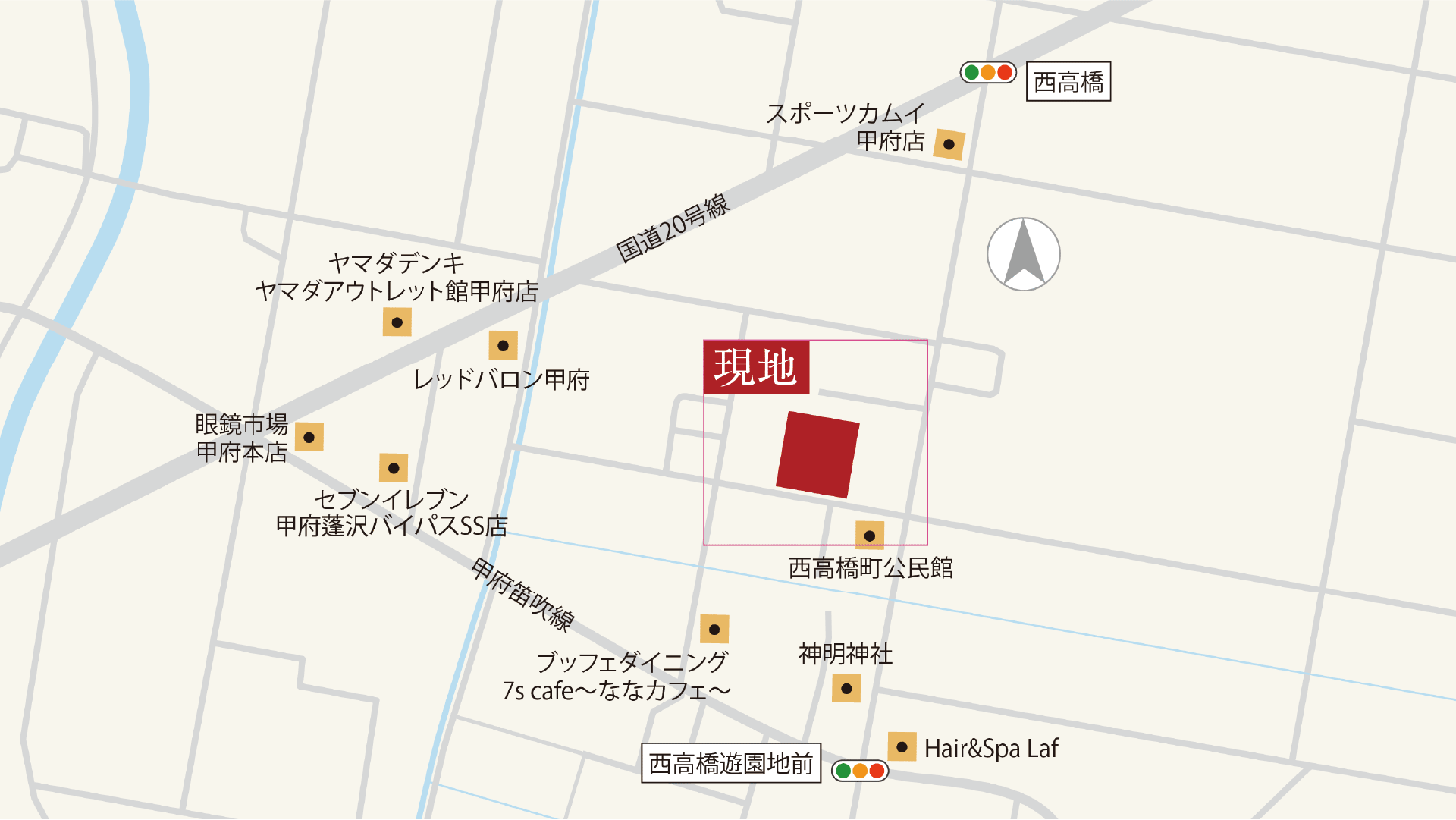 山梨県甲府市西高橋町A（分譲地：全11区画）の案内図