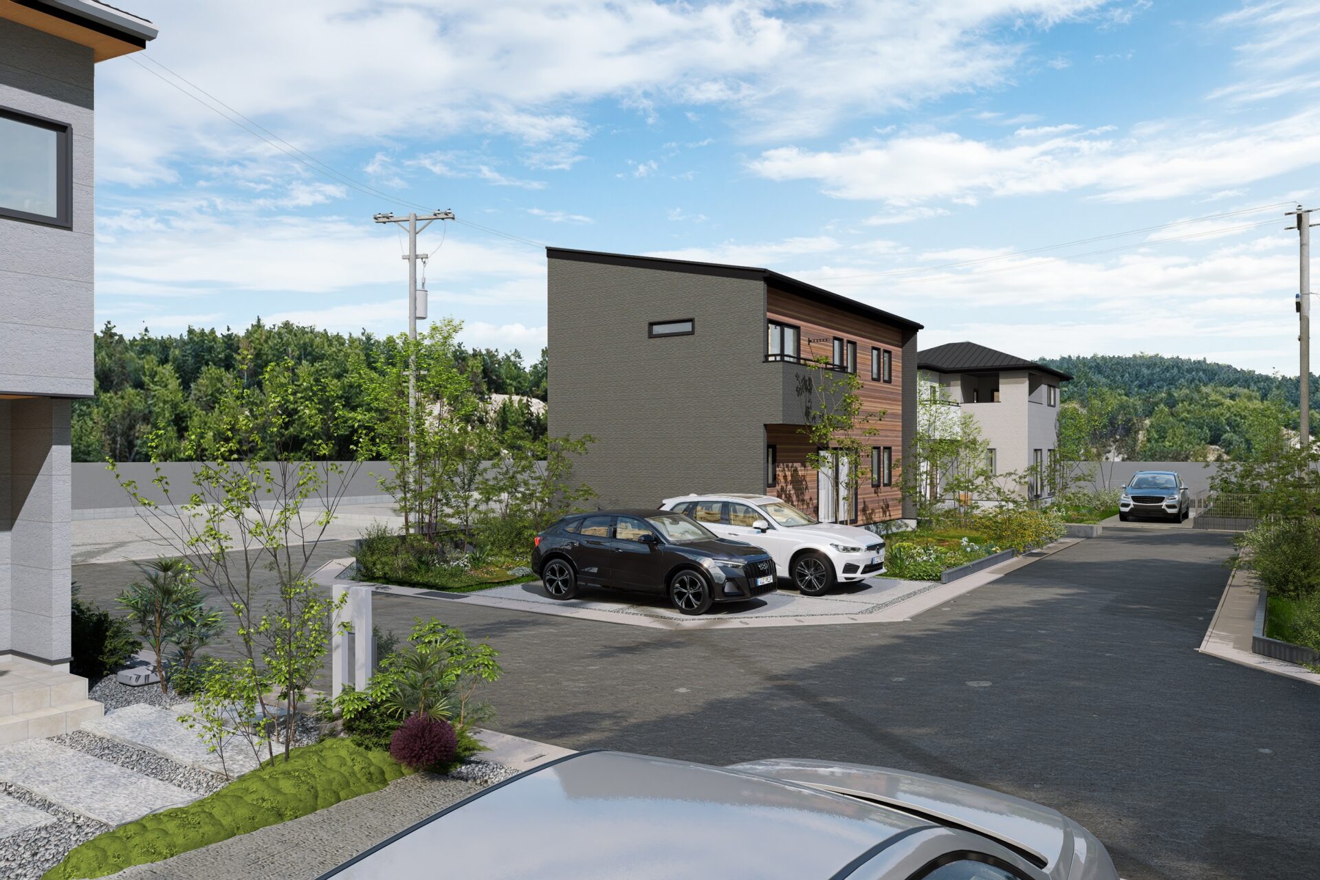 甲府市西高橋町A（分譲地）の街並み分譲地パース