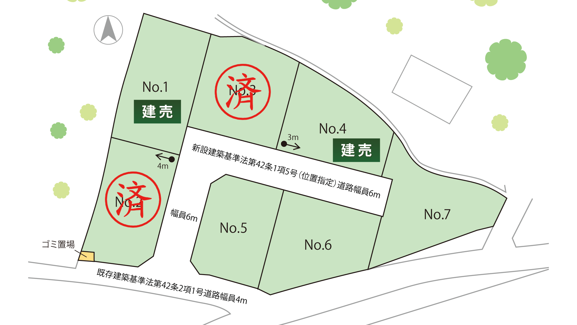 山梨県笛吹市石和町中川A（分譲地：全7区画）の区画図