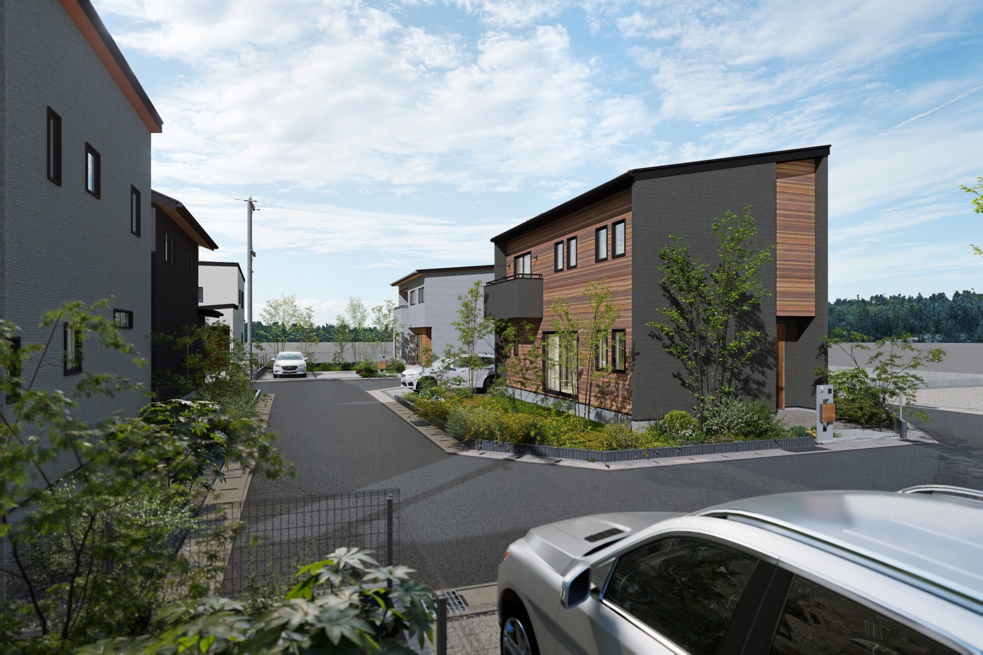 甲府市西高橋町A（分譲地）の街並み分譲地パース