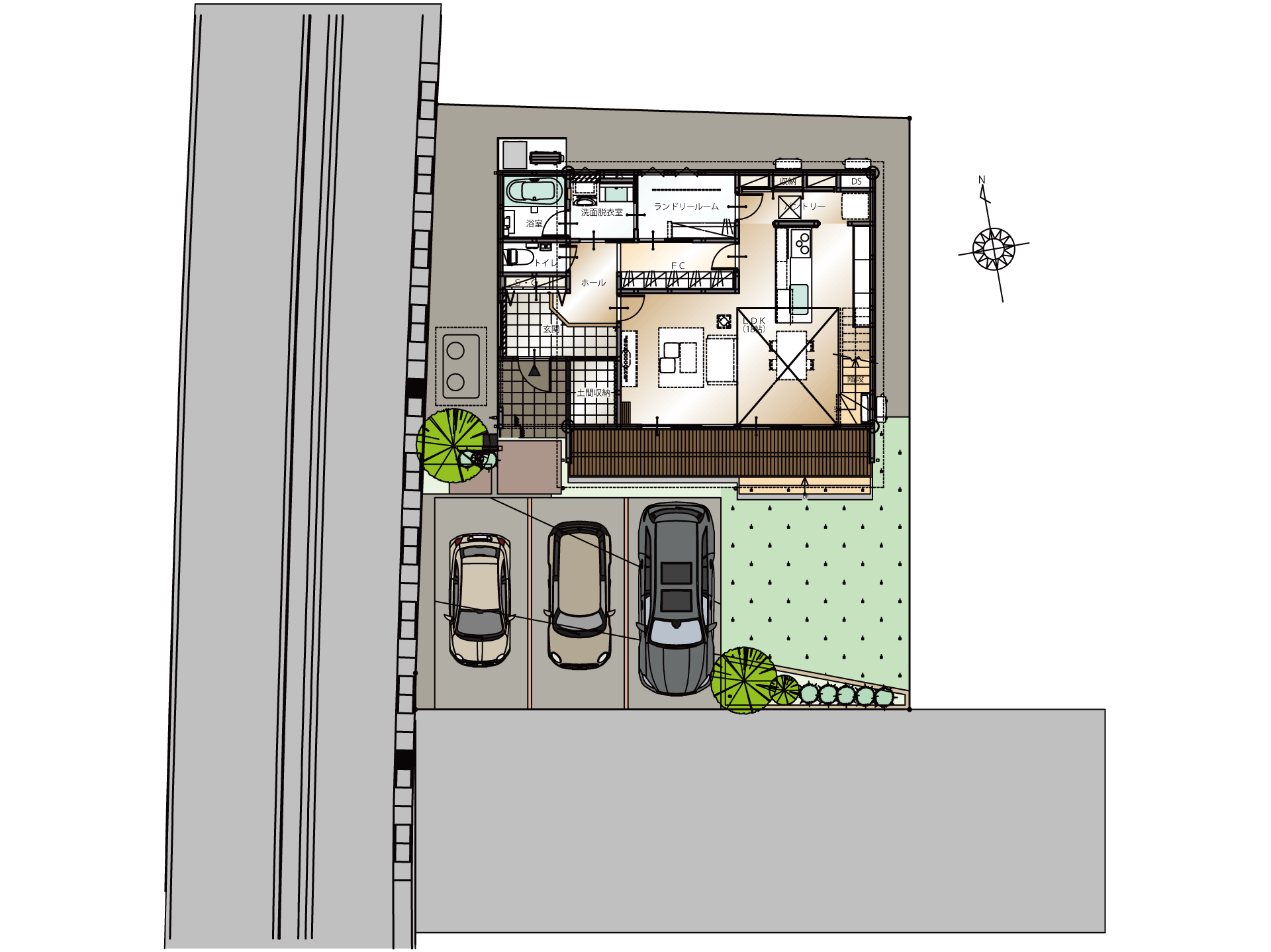 山梨県甲府市増坪町C1号棟の配置図