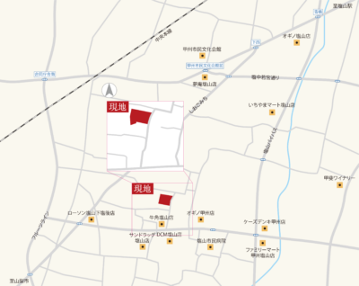 山梨県甲州市塩山下塩後Bの案内図