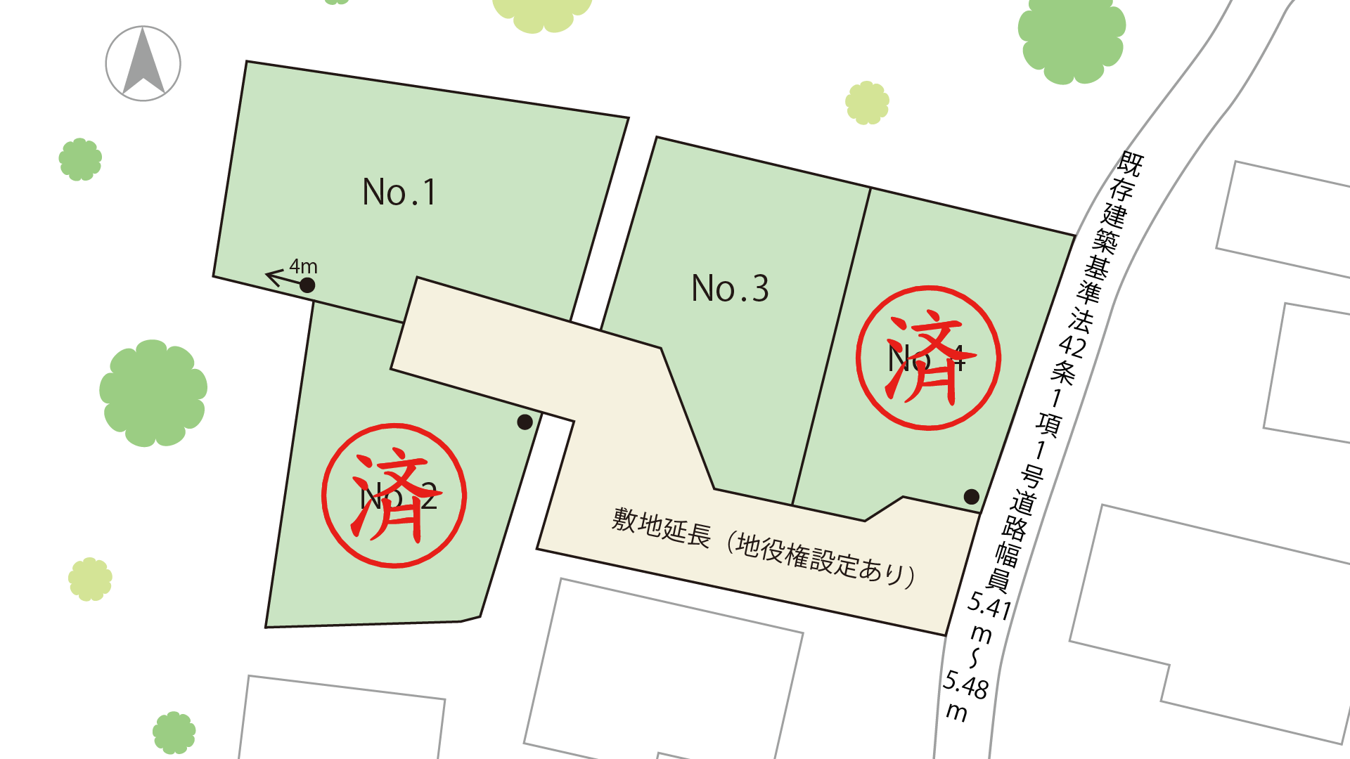 山梨県甲州市塩山下塩後B（分譲地：全4区画）の甲州市塩山下塩後B区画図