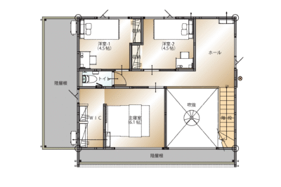 山梨県甲府市増坪町C1号棟の2階平面図
