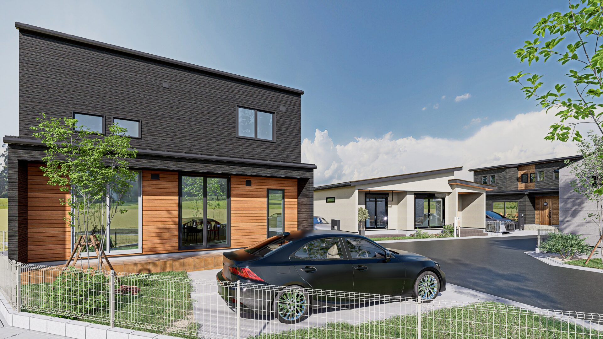 山梨県甲府市増上石田C（分譲地）の街並み分譲地パース