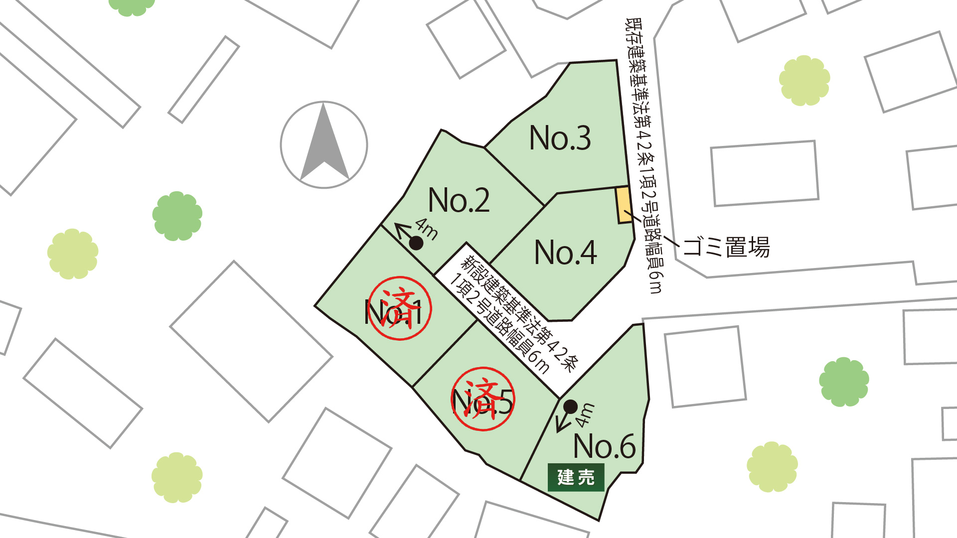 山梨県甲府市上石田C（分譲地：全6区画）の甲府市上石田C区画図
