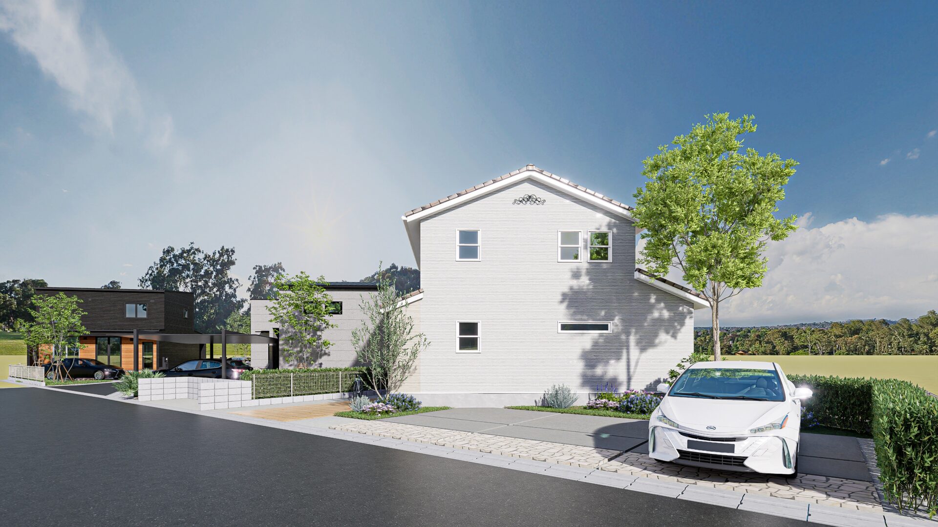 山梨県甲府市増上石田C（分譲地）の街並み分譲地パース