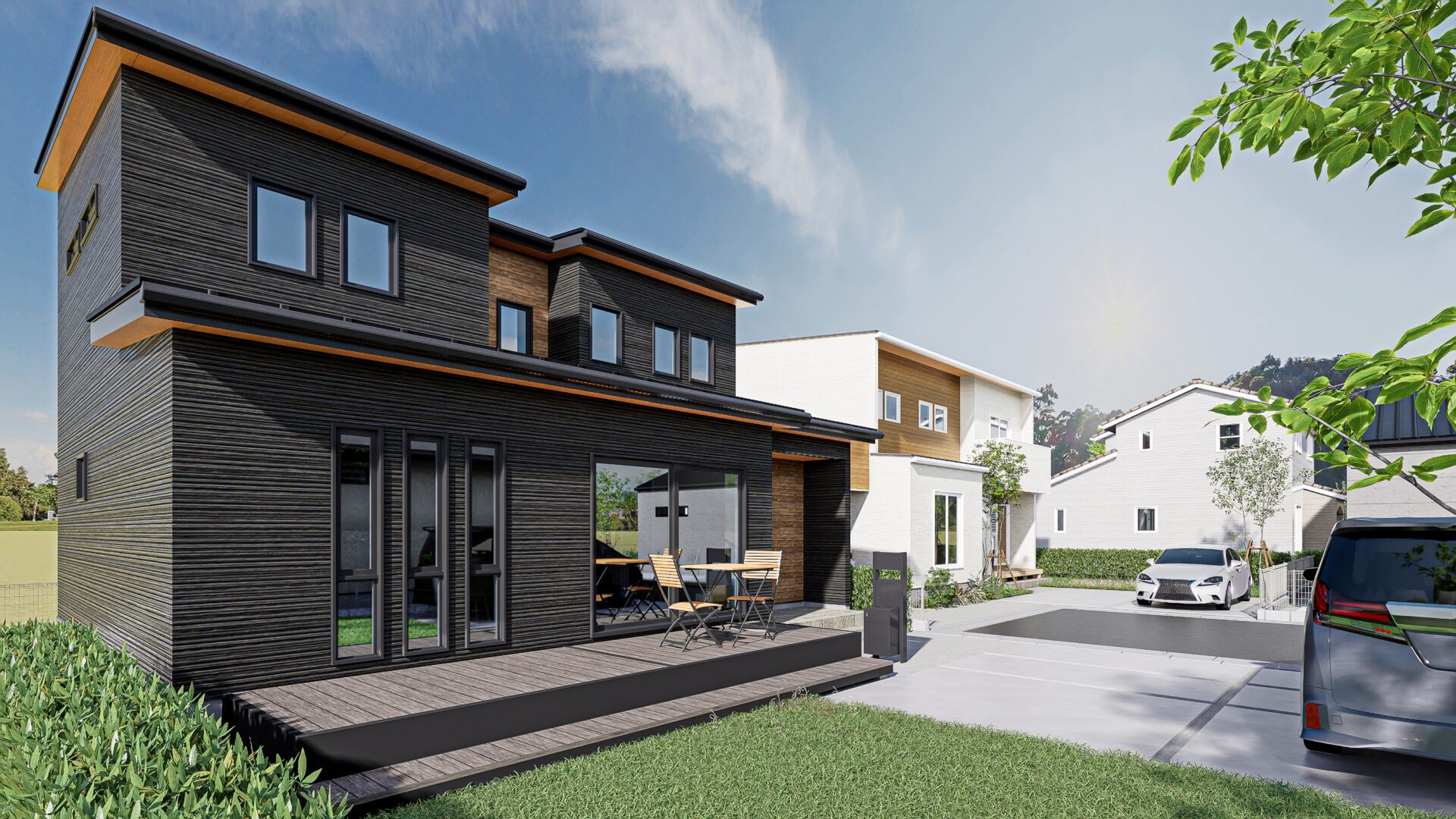 山梨県甲府市増上石田C（分譲地）の街並み分譲地パース