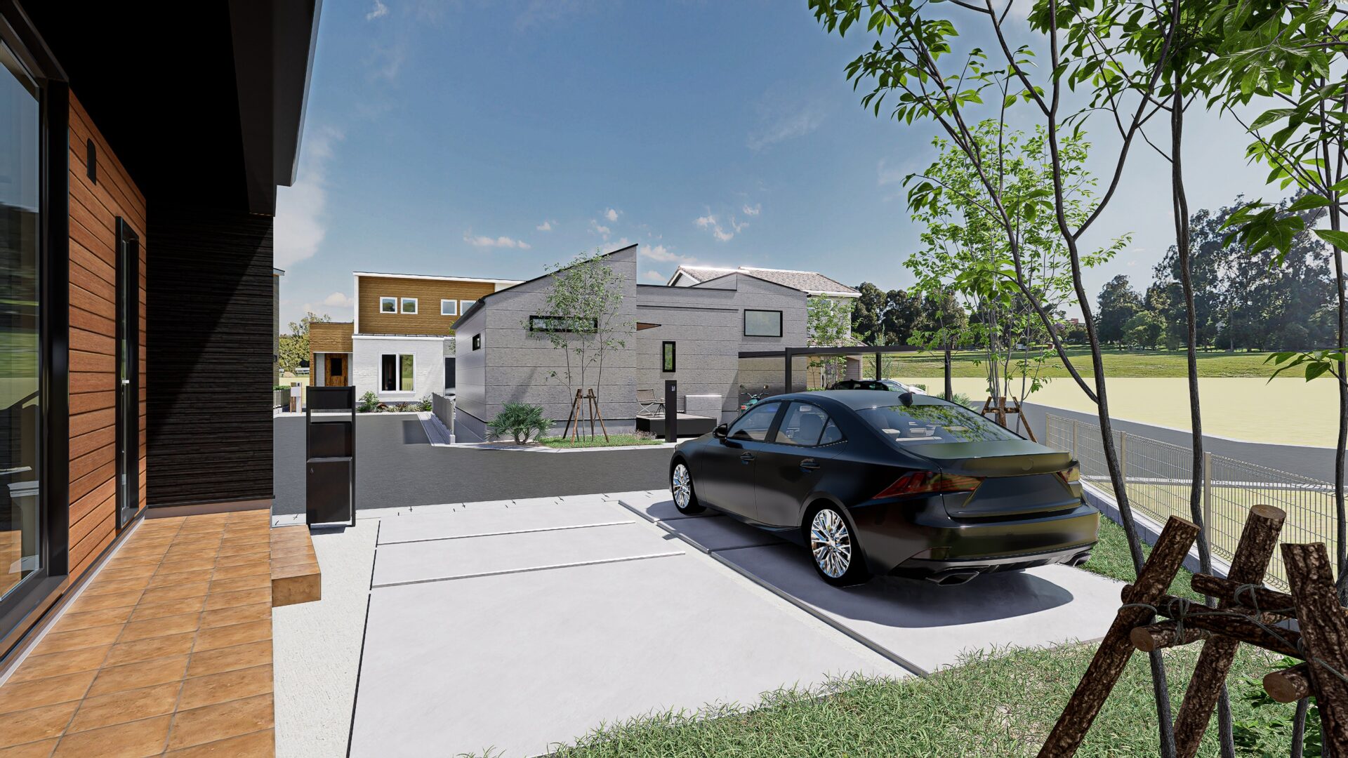 山梨県甲府市増上石田C（分譲地）の街並み分譲地パース