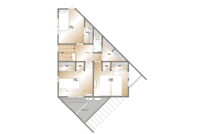 山梨県富士吉田市小明見A9号棟（街かどモデル）の2階平面図