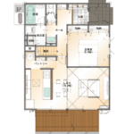 山梨県中巨摩郡昭和町西条新田B2号棟の1階平面図