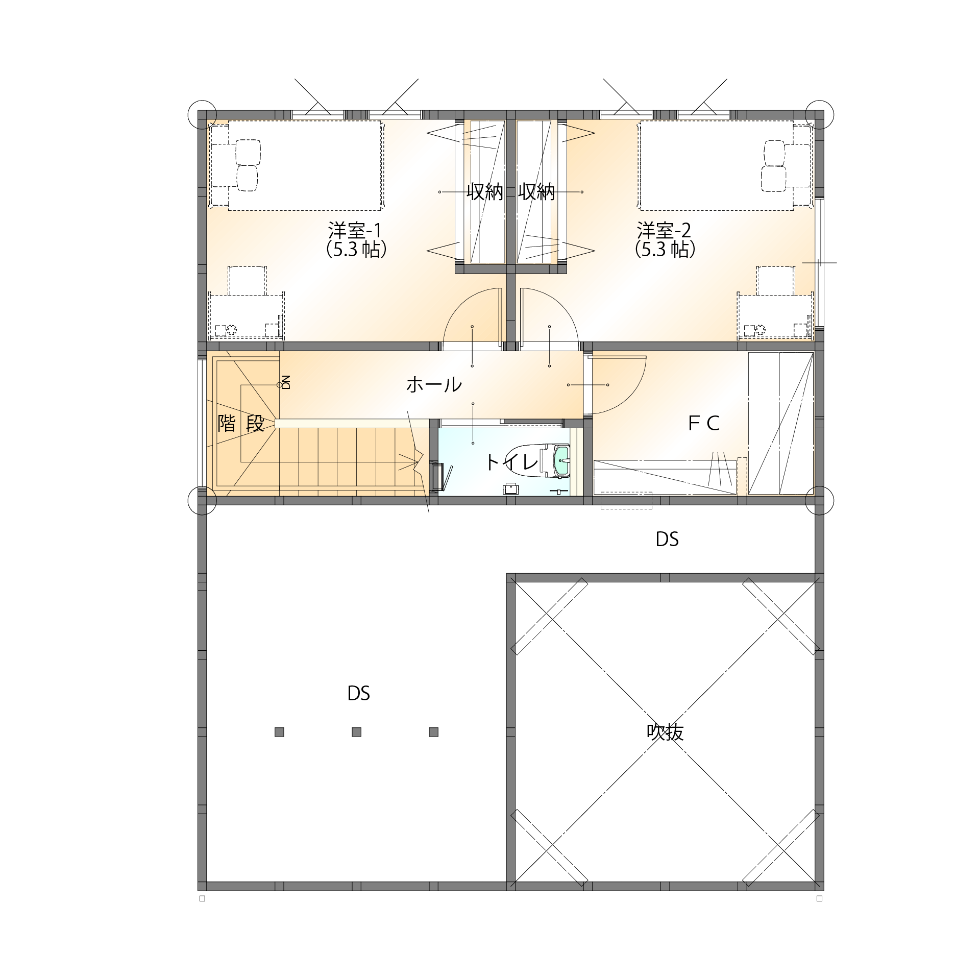 山梨県甲府市下今井町B 2号棟（建売住宅）の2階平面図
