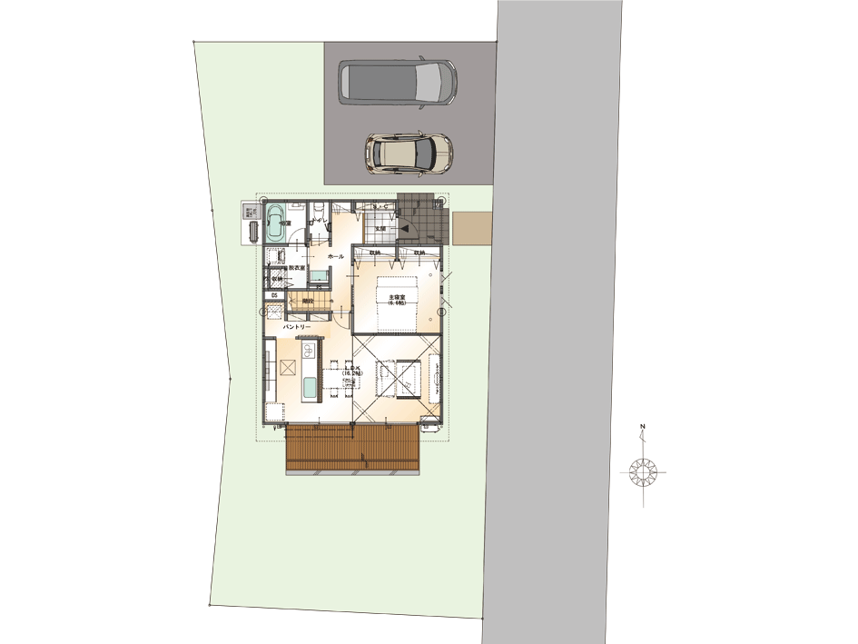 山梨県中巨摩郡昭和町西条新田B2号棟の配置図