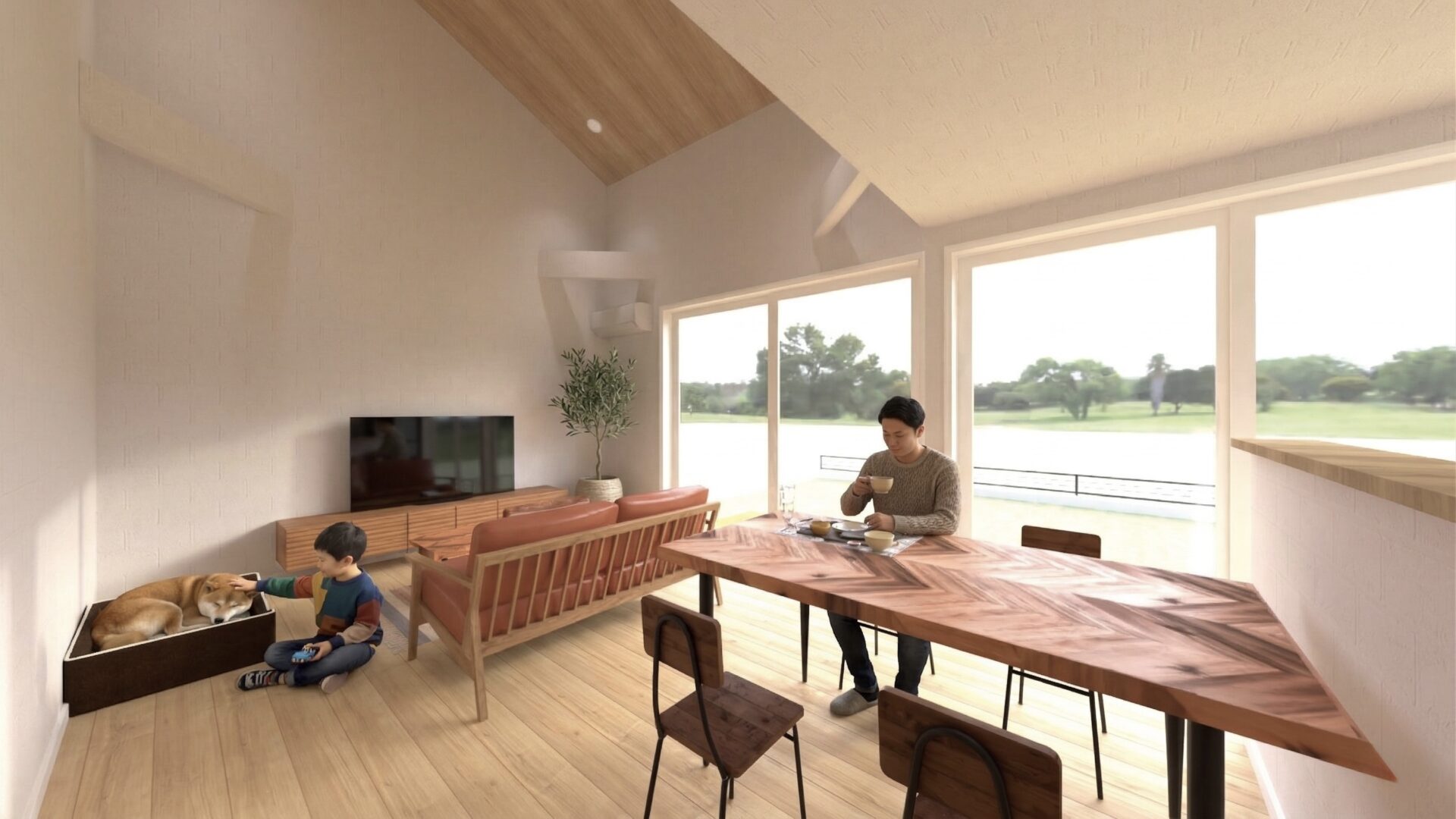 山梨県甲府市下今井町B 2号棟（建売住宅）の2号棟　完成予想図（内観パース）