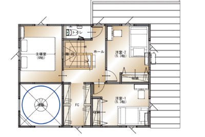 山梨県中巨摩郡昭和町西条新田Bの2階平面図
