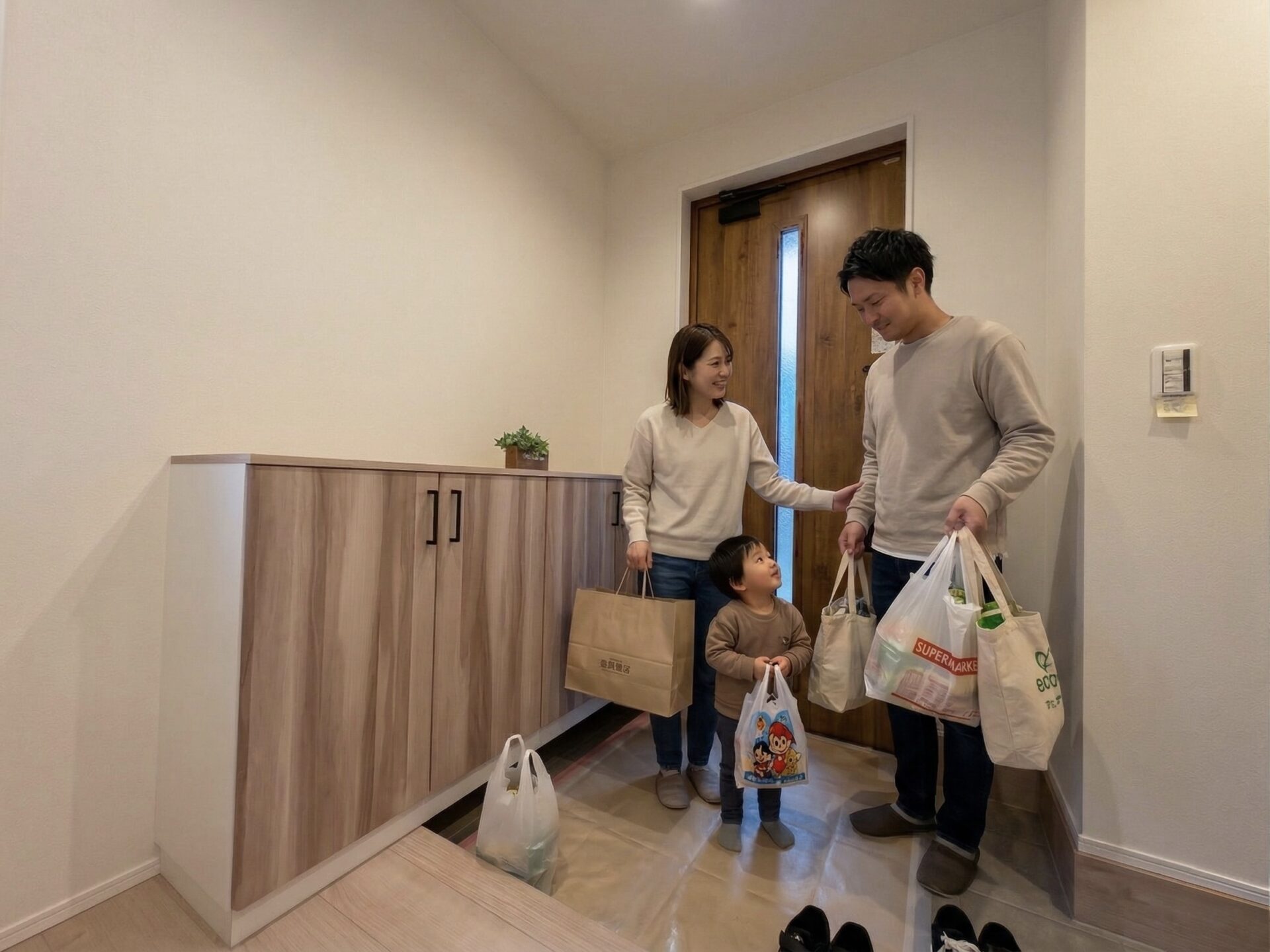 山梨県南アルプス市野牛島H 4号棟（建売住宅）の玄関