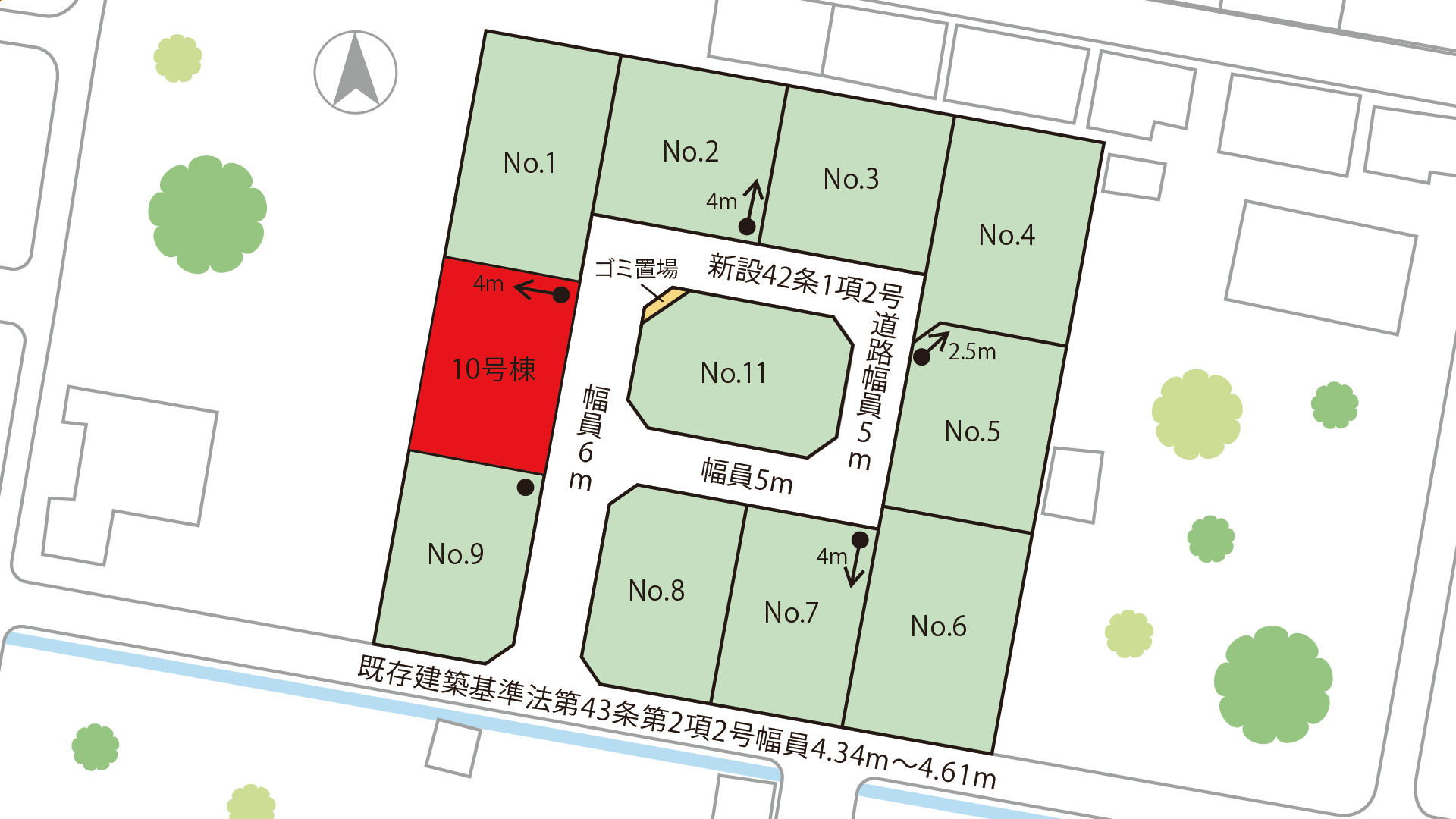 山梨県西高橋町A(分譲地)の区画図