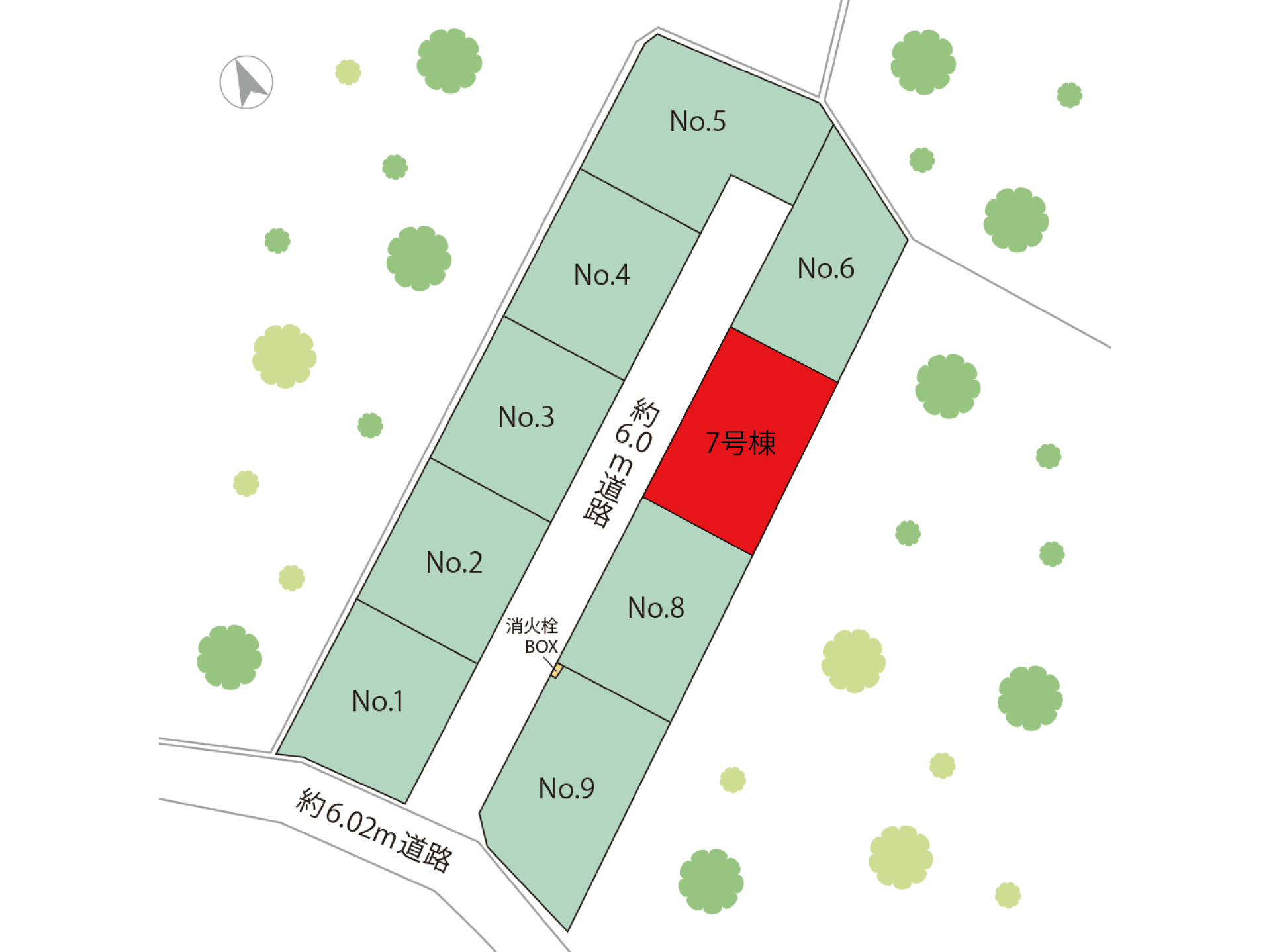 山梨県甲府市里吉F7号棟（新築建売住宅）の区画図