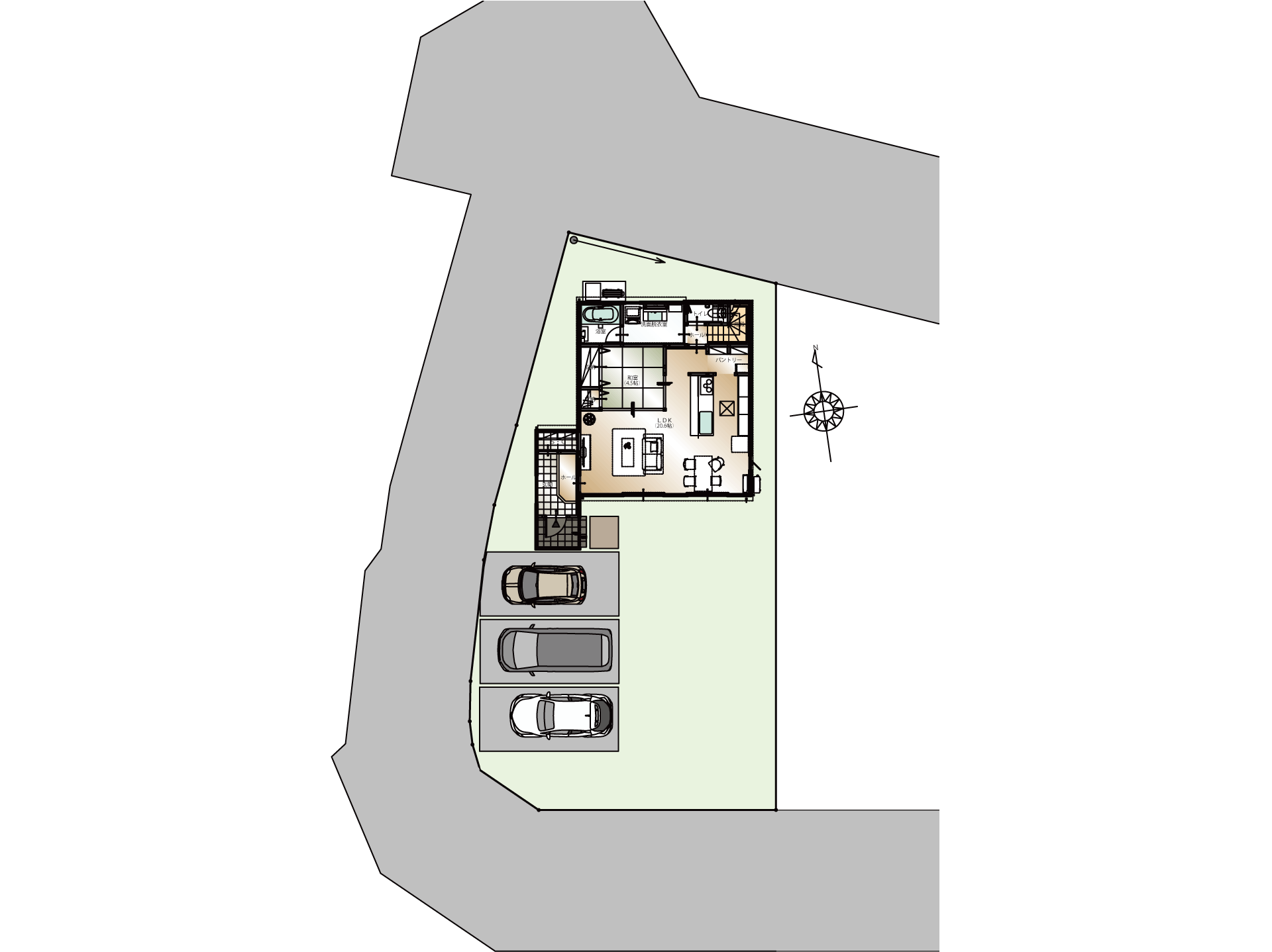 山梨県南アルプス市寺部B22号棟(建売住宅)の配置図