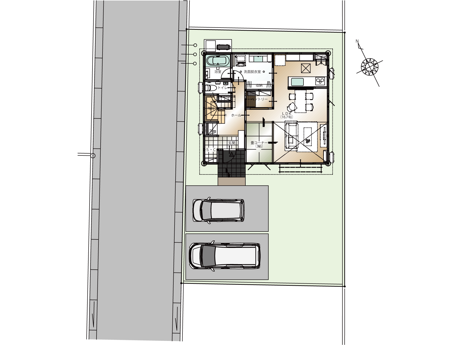 山梨県甲府市里吉F7号棟（新築建売住宅）の配置図