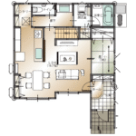 山梨県笛吹市石和町中川A2号棟（建売住宅）の1階平面図