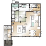 山梨県南アルプス市寺部B22号棟(建売住宅)の1階平面図