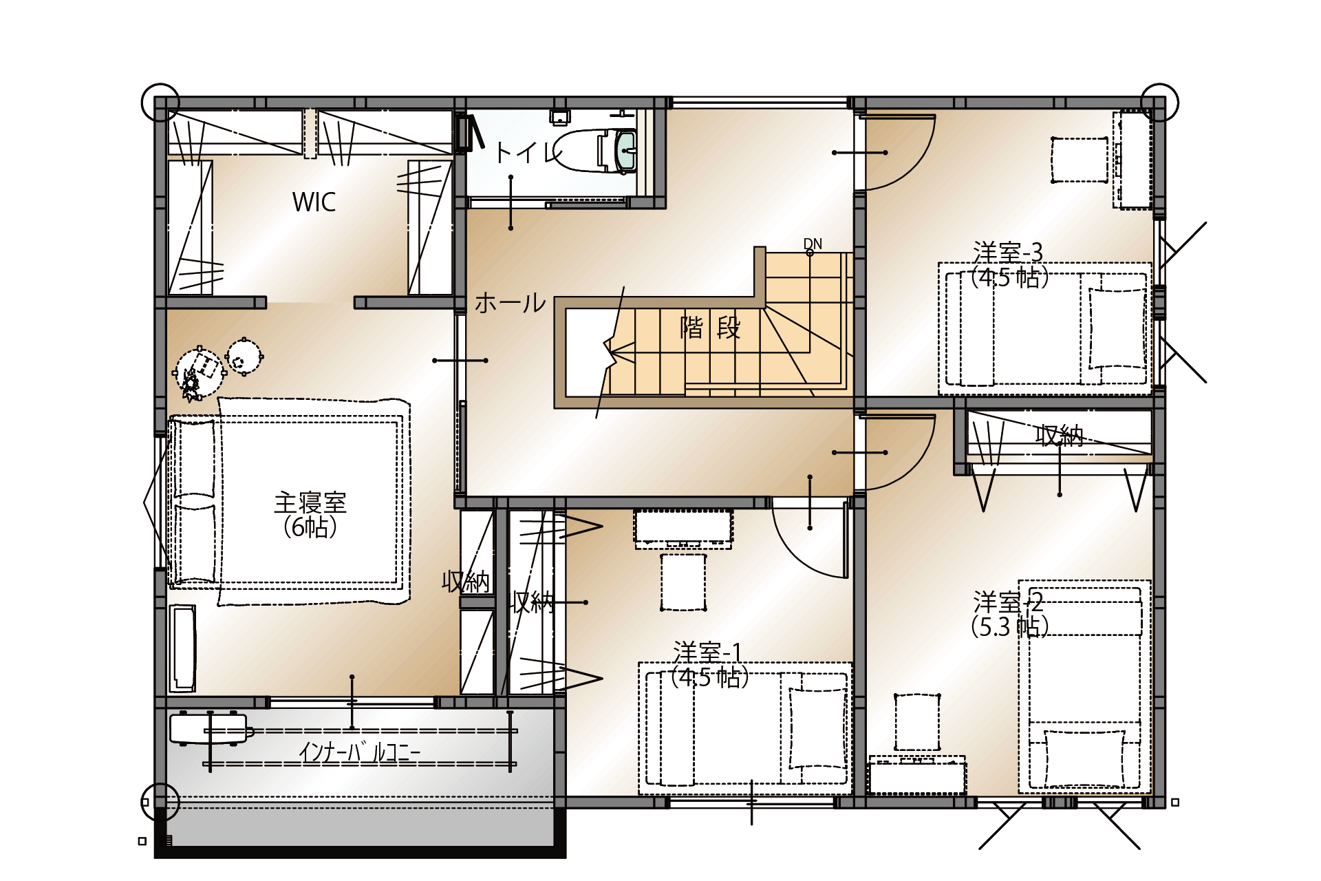 山梨県甲府市西高橋町A(分譲地)の2階平面図