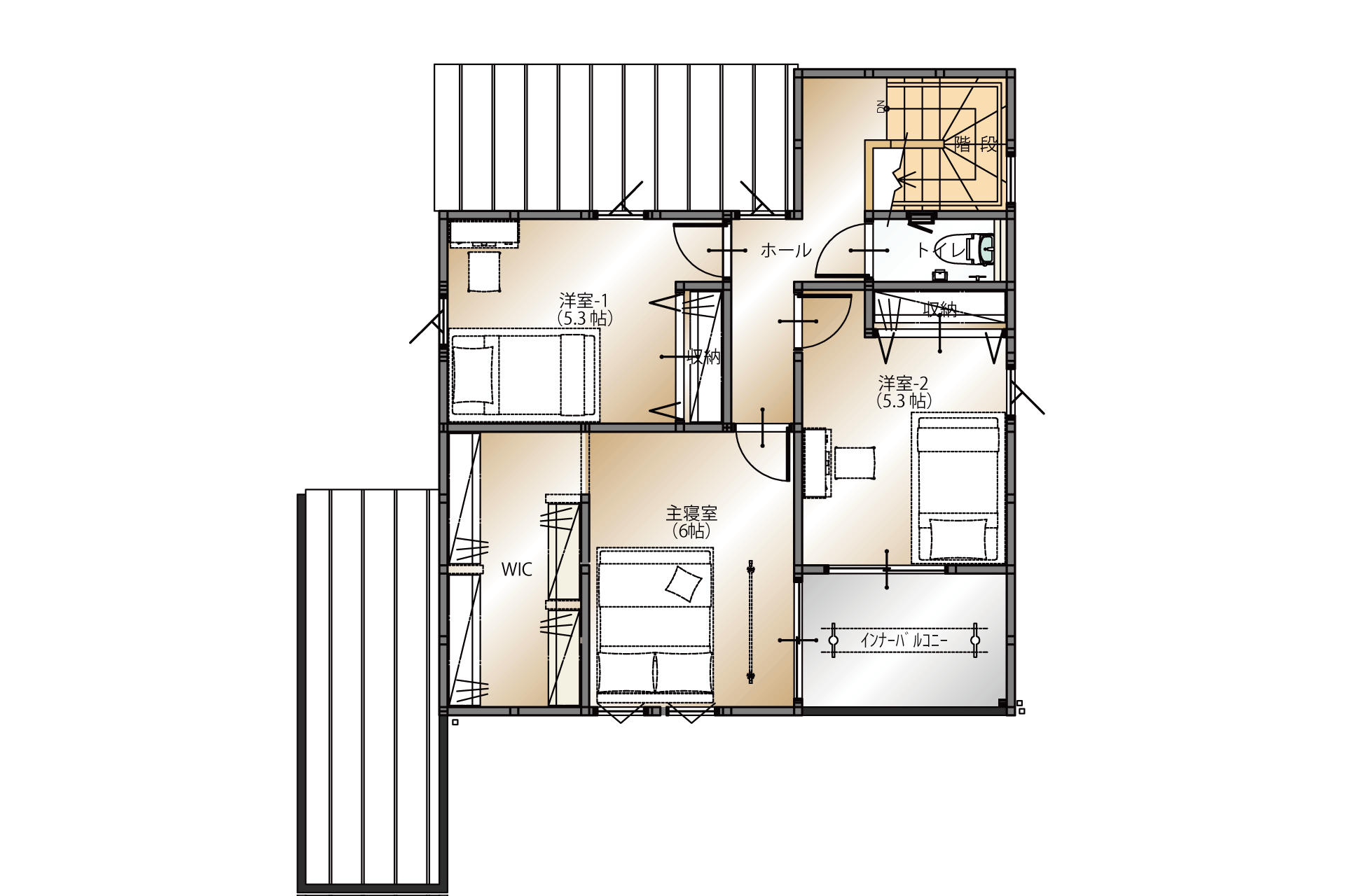 山梨県南アルプス市寺部B22号棟(建売住宅)の2階平面図