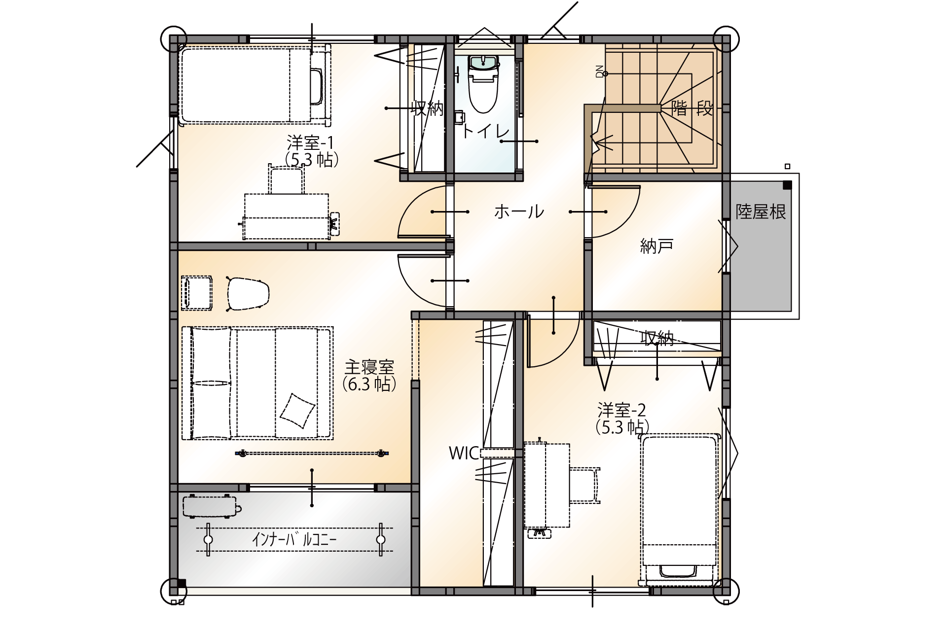 山梨県甲府市西高橋町A2号棟（建売住宅）の2階平面図