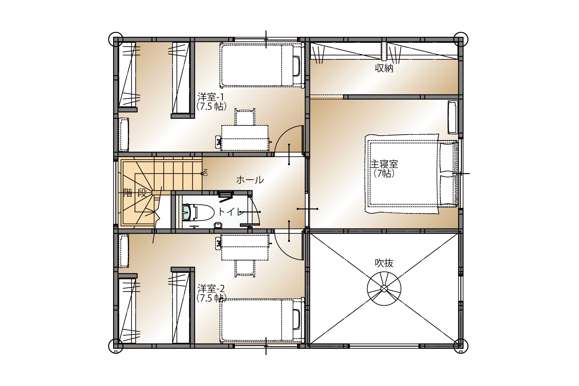 山梨県甲府市里吉F7号棟（新築建売住宅）の2階平面図