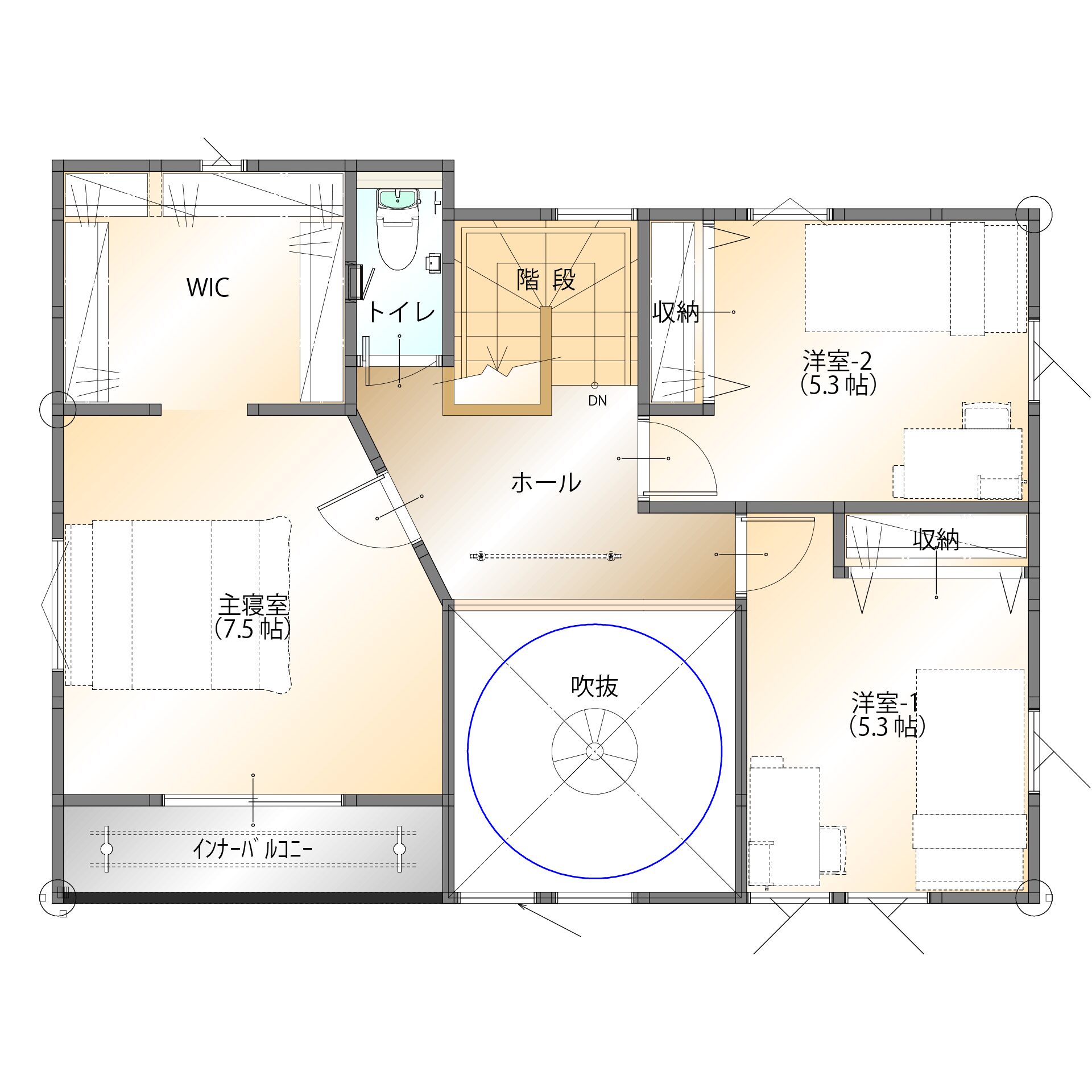 山梨県甲斐市篠原G 12号棟（建売住宅）の2階平面図
