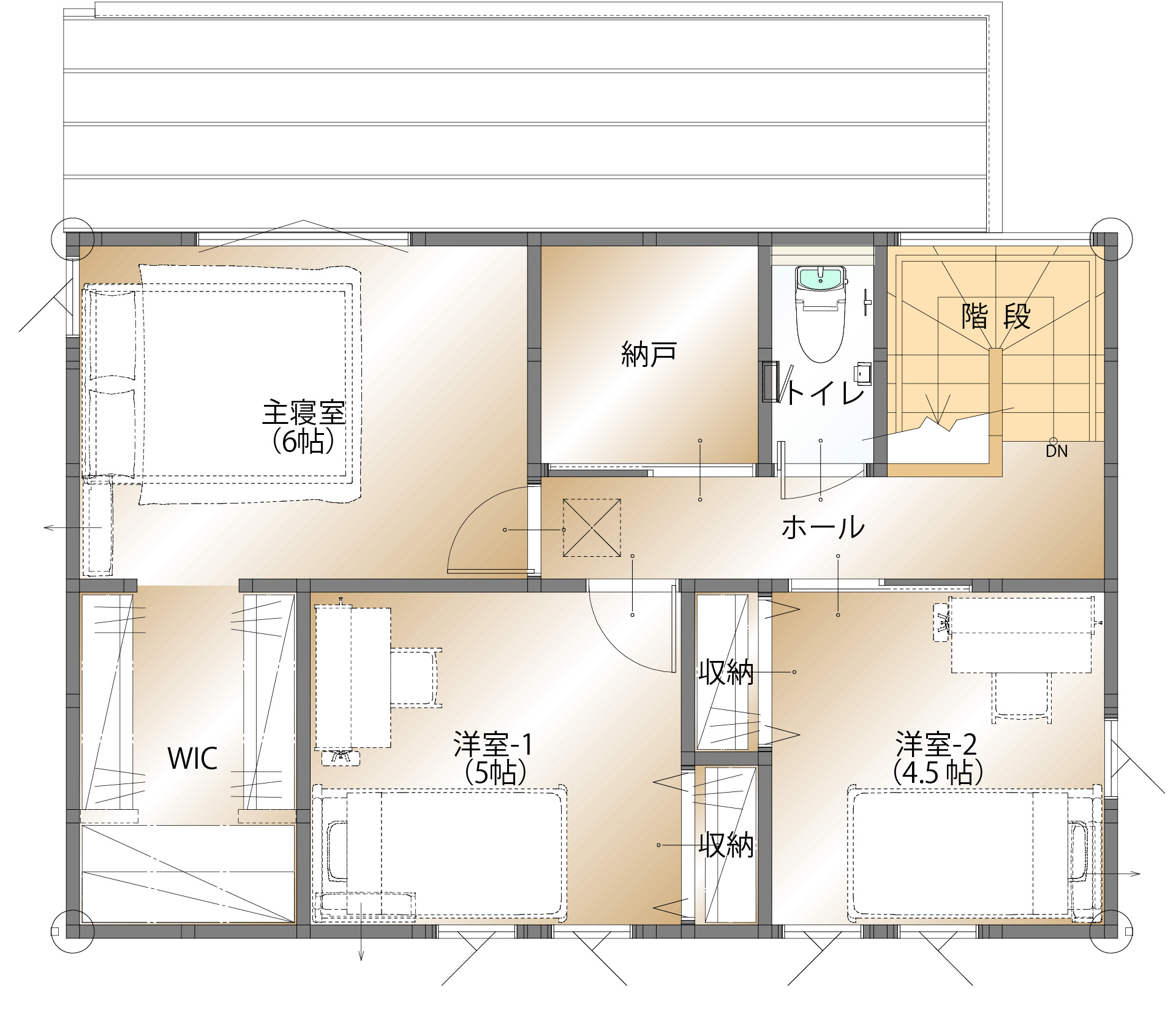 山梨県甲斐市岩森A 3号棟（建売住宅）の2階平面図