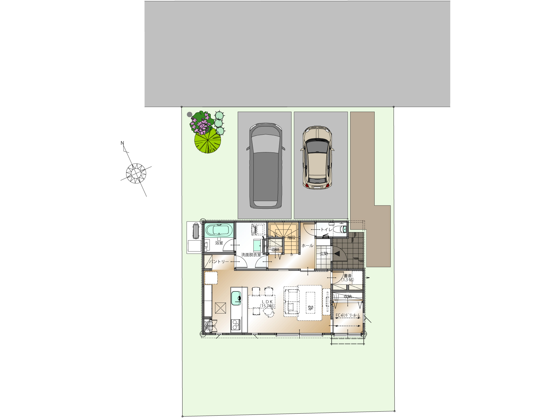 山梨県甲府市増坪町D 16号棟（建売住宅）の配置図