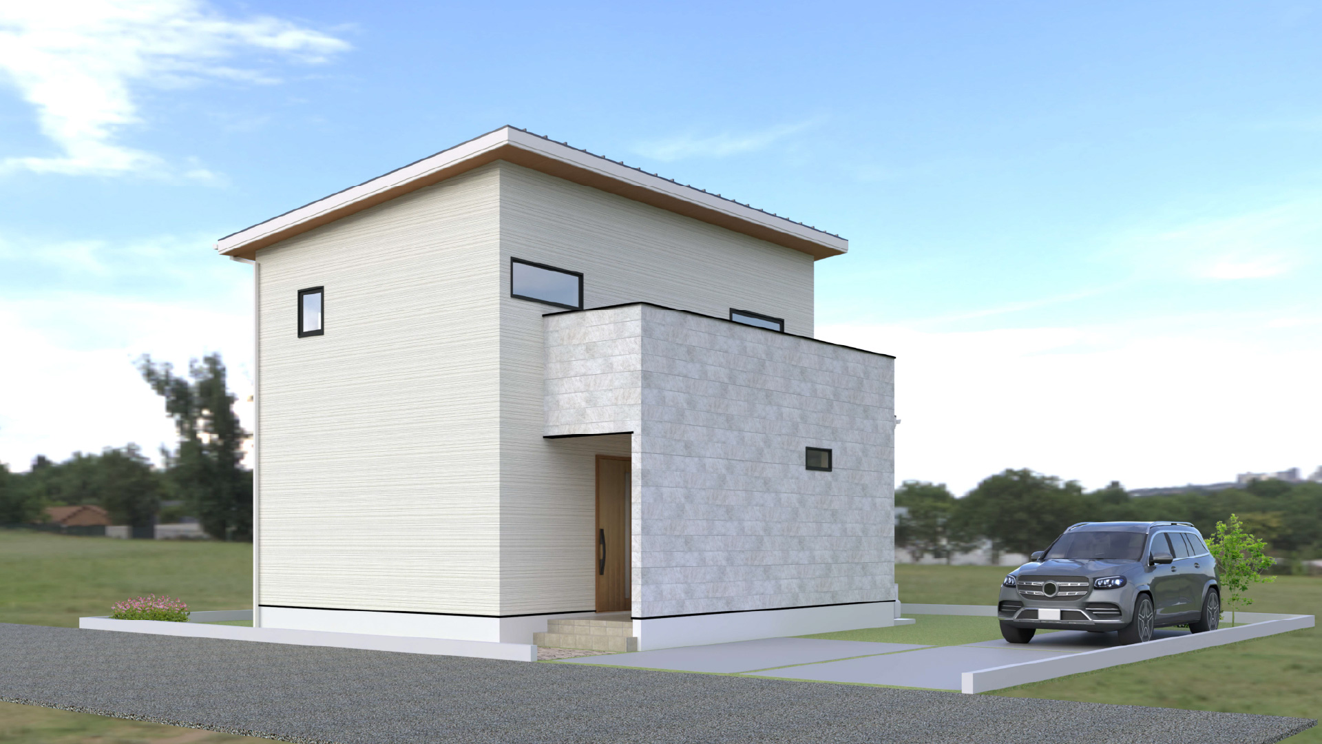 山梨県甲斐市岩森A 3号棟（建売住宅）の外観パース